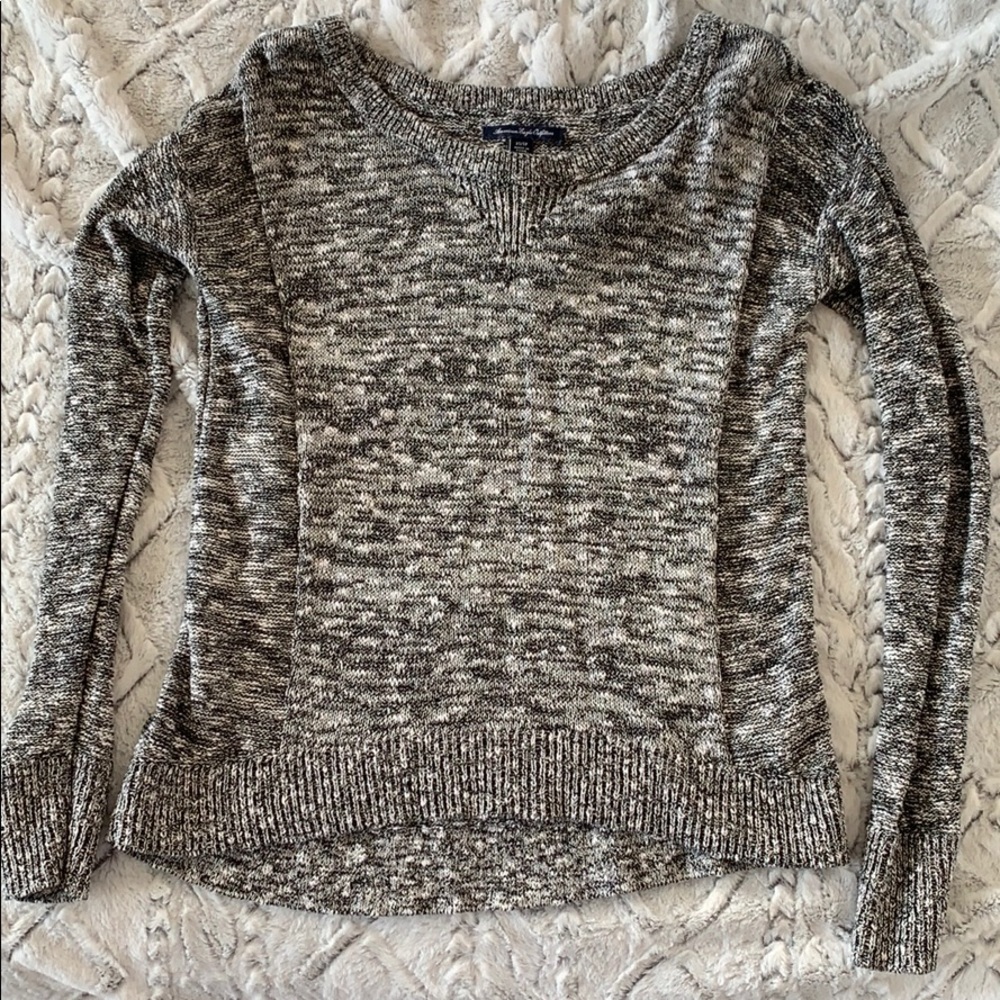 Gray White Sparkle Woven Sweater